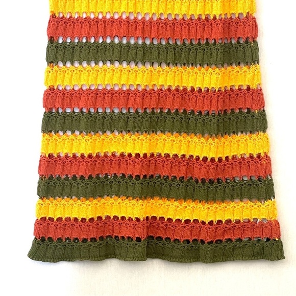 Zara Multi-coloured Striped Crochet Knit Midi Maxi Dress - Picture 9 of 14